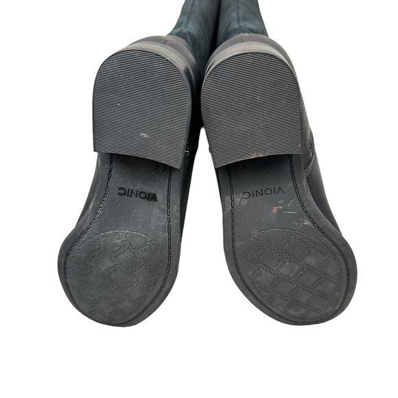 Vionic Downing Knee High Boots Black Leather Suede Zip Size 6 Women - Picture 7 of 8